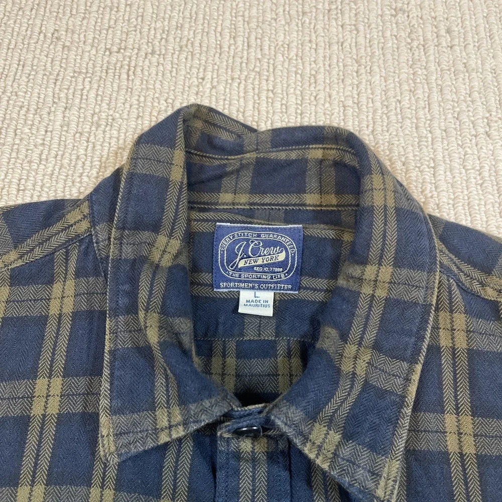 J.Crew New York Sportsman's Outfitter Mens Large Plaid Button Down Shirt Navy